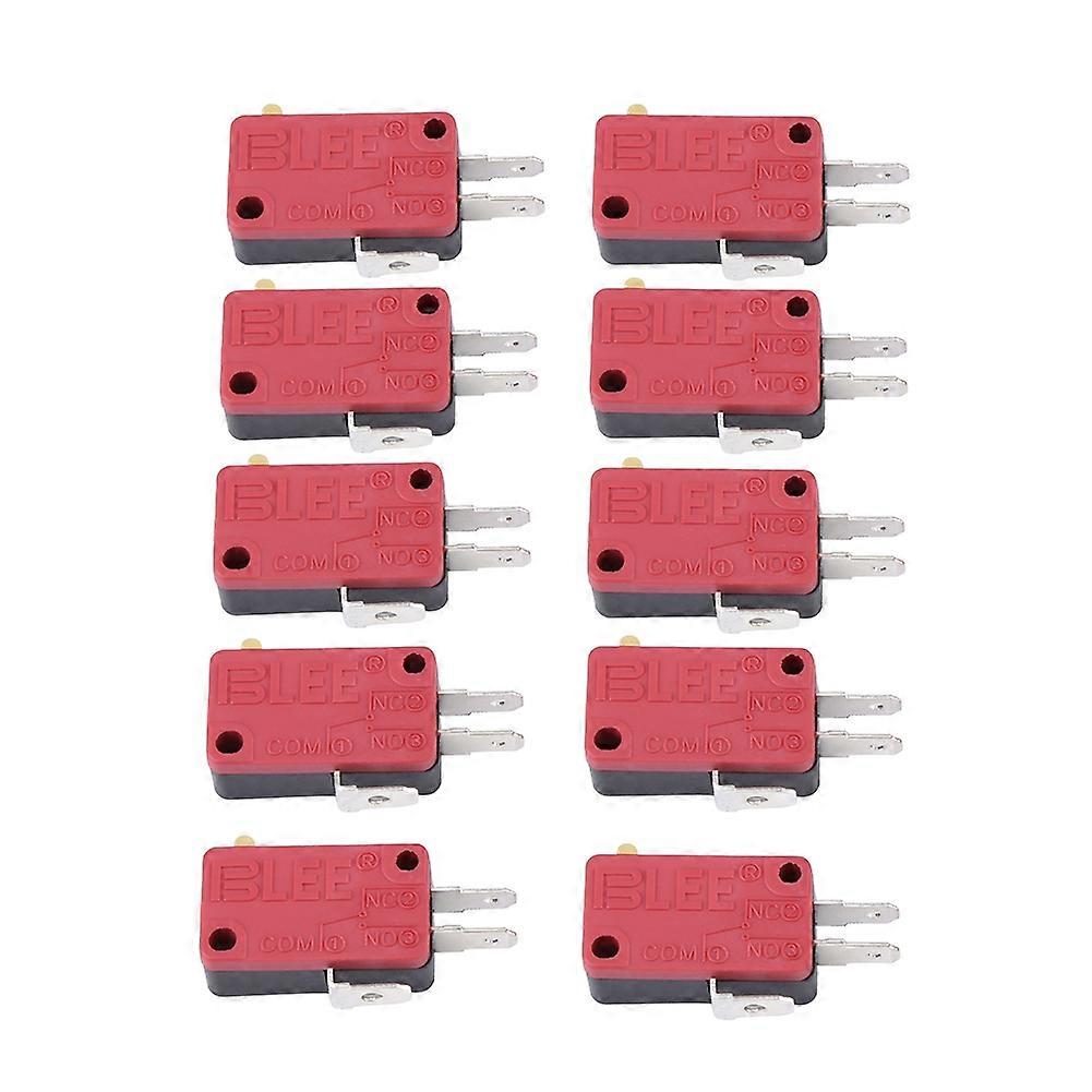 10Pcs Red 3Pins Push Button Micro Switch Replacement for Arcade Game
