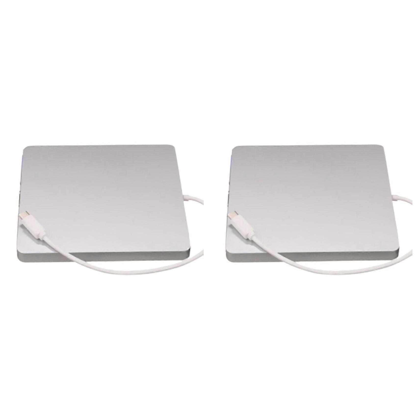 2X USB External CD/DVD Drive Type C Portable Drive-Free CD Movies Players for Laptop PC Windows Mac,Silver