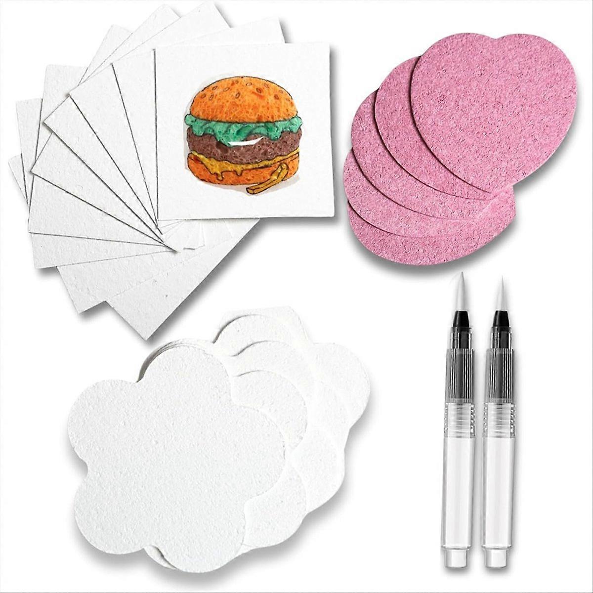 Foam Texture Painting Paper for Craft, 22 Pcs Foam Texture Paper Sheets with Water Brush Pen, for 3D