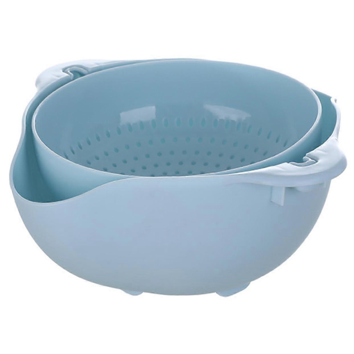 Double Layer Wheat Straw Colander with Bowl, EcoFriendly Strainer for Fruits and Vegetables