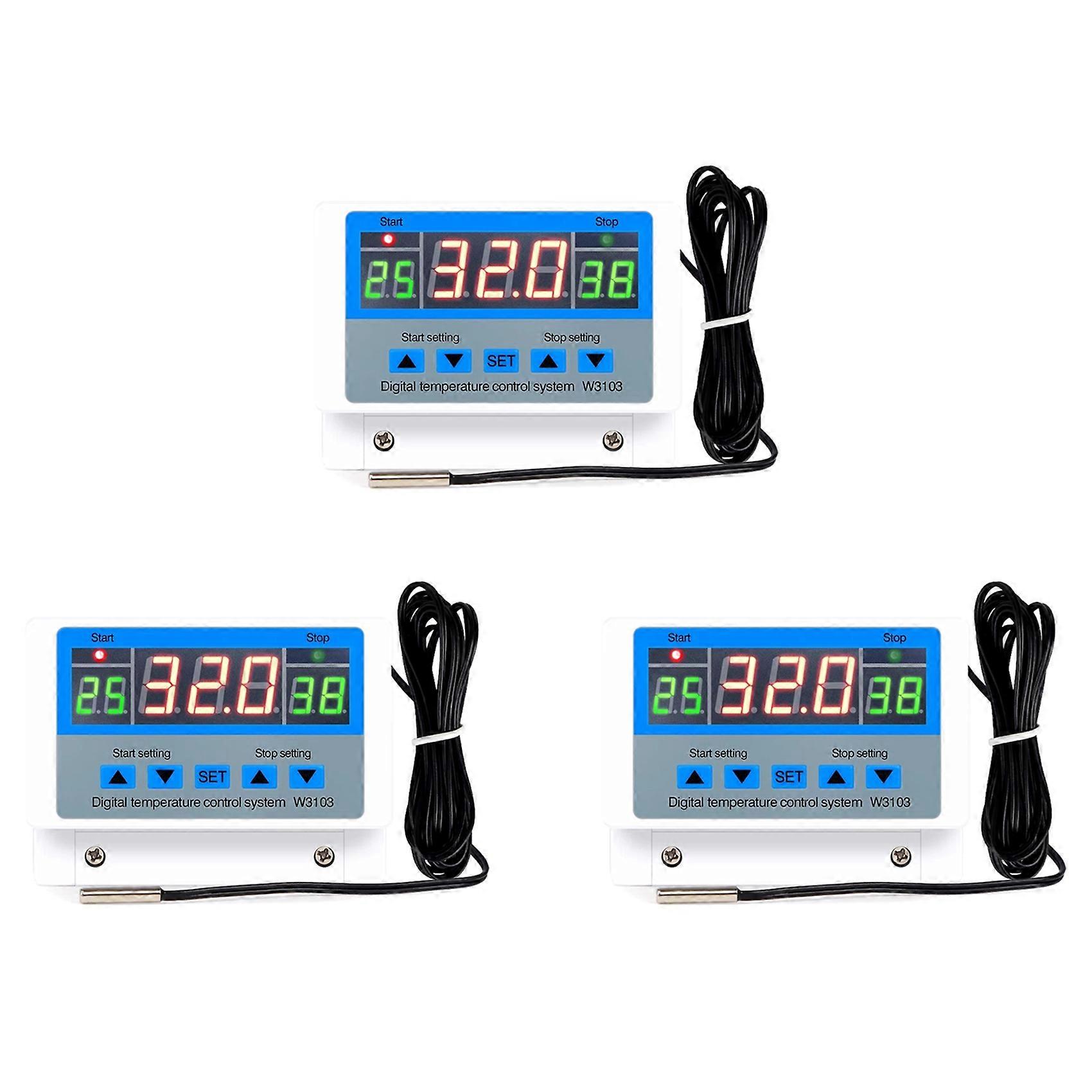 3X Digital Temperature Controller 220V Max 5000W Digital Thermostat 30A -19 to 99℃ Temperature Controller XH-W3103
