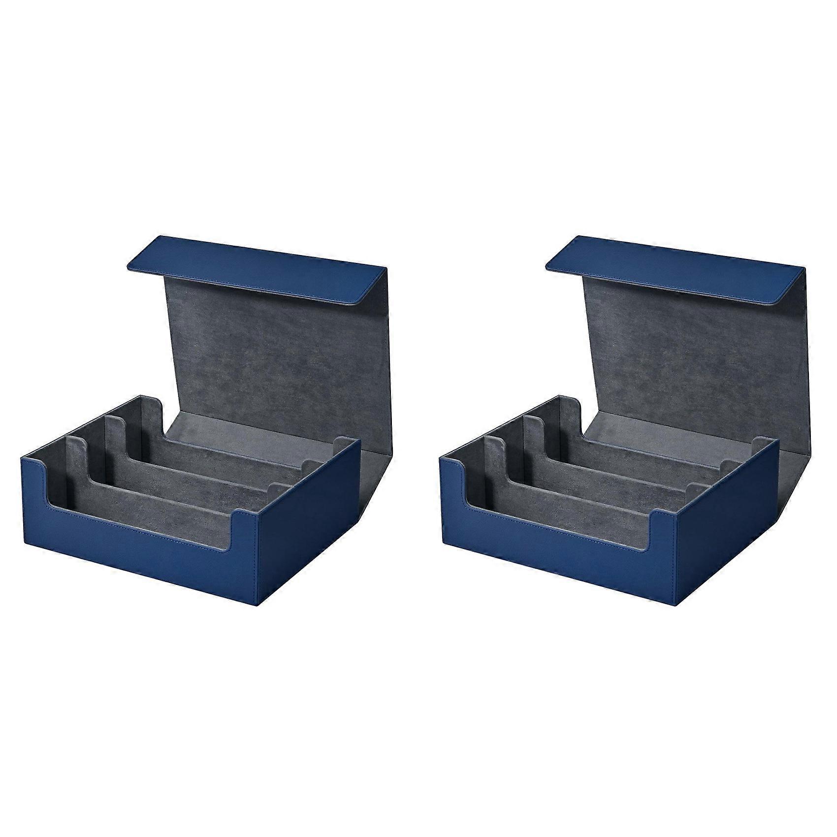 2X Card Storage Box for Trading Cards, Card Deck Case Holds 1800+ Single Sleeved Cards Storage Box, Blue