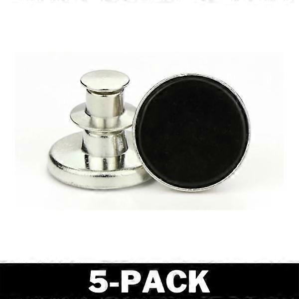 Sew-Free Trouser Buttons - Adjust Size Black Multipack 5-Pack