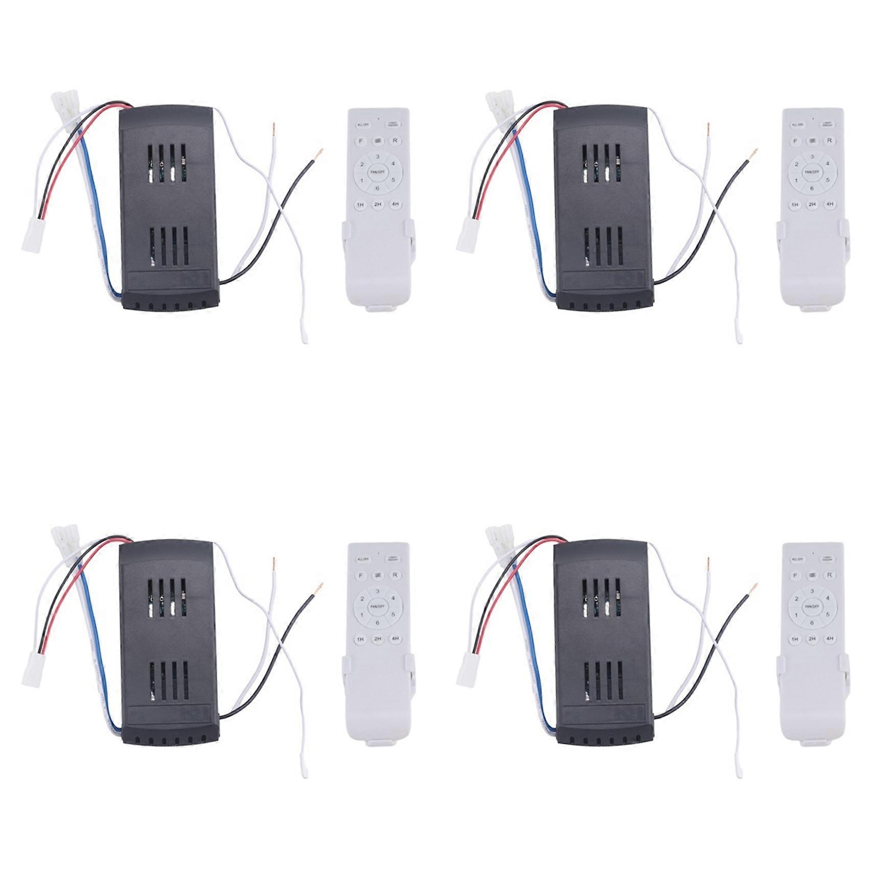 4X Universal Ceiling Fan Remote Control Kit 40W 6-Speed Timing Function Replacement Remote for DC Ceiling Fans & Lights