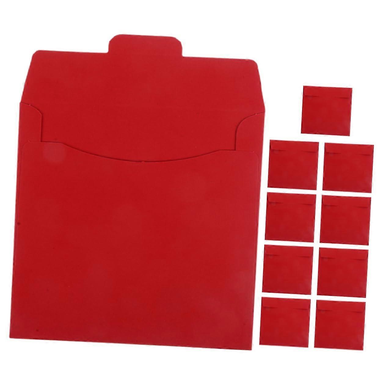 10 Pcs Red Paper CD DVD Sleeves with Scratch Protection for Disc Storage and Organization