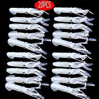 20 pi��ces leurres souples lumineux m��lange de poulpe huil�� jupes souples leurres de calmar artificiel doux gabarit de calmar leurres de p��ch