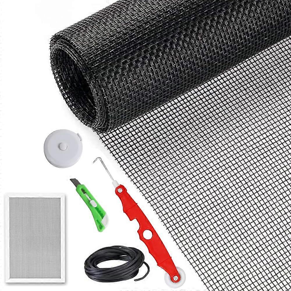 Window Screen Replacement Kit 48x158in UV Resistant Fiberglass for Windows and Doors with Tools