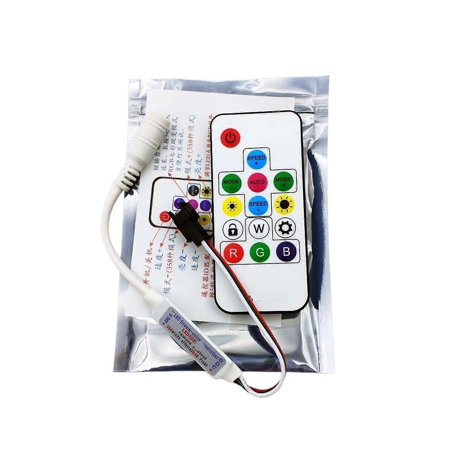 LED Strip Controller for WS2812B WS2811 Lights, 200 Modes, Remote Control, 524V 3PIN Interface