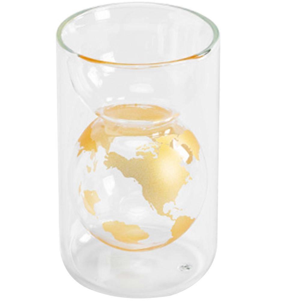 Decorative Globe Map Glass Anti-Scalding Coffee Cup Double-Layer