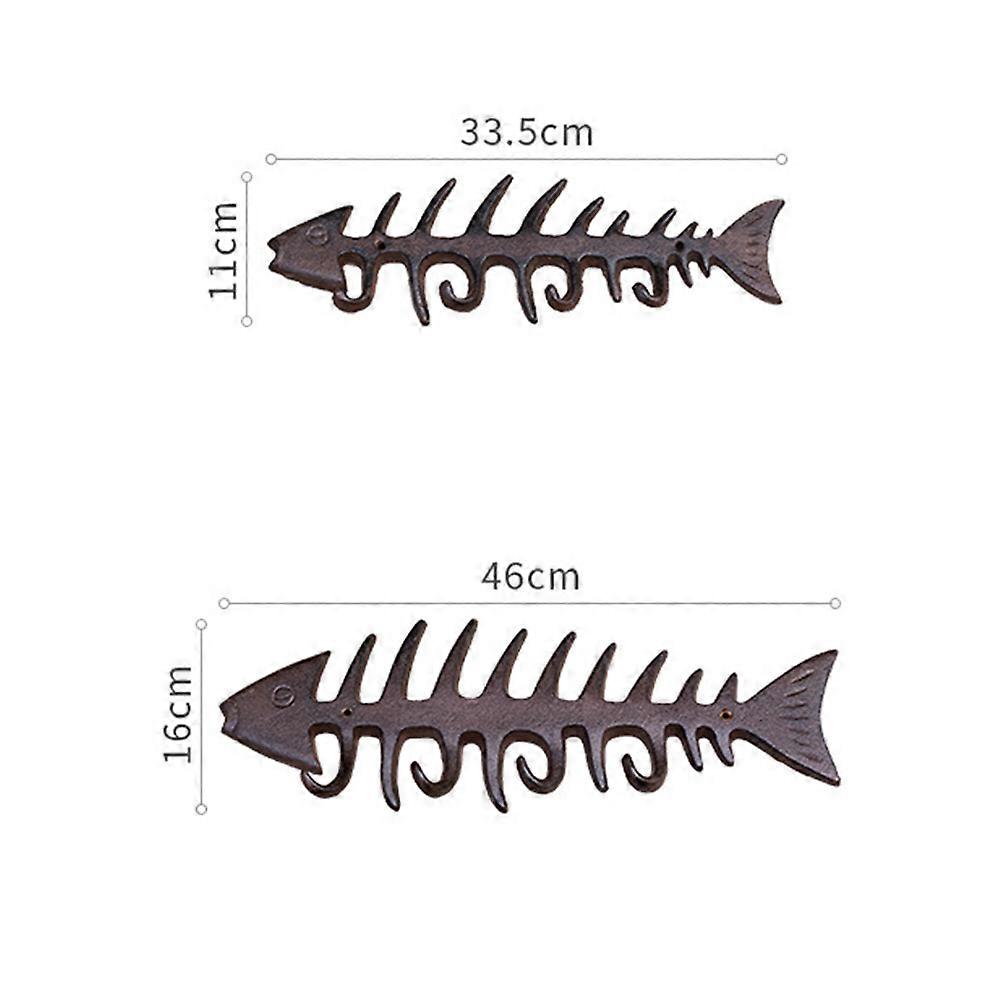 Iron Fishbone Hook for Storage Use 1Pcs Coffee Color Wall Organizer