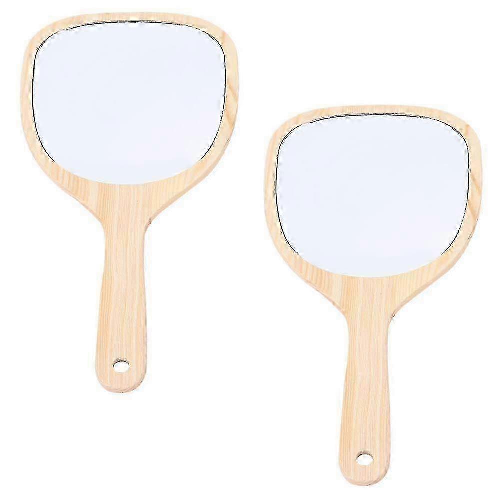 2025 2 Pcs Hand Held Mirror Compact for Makeup Round