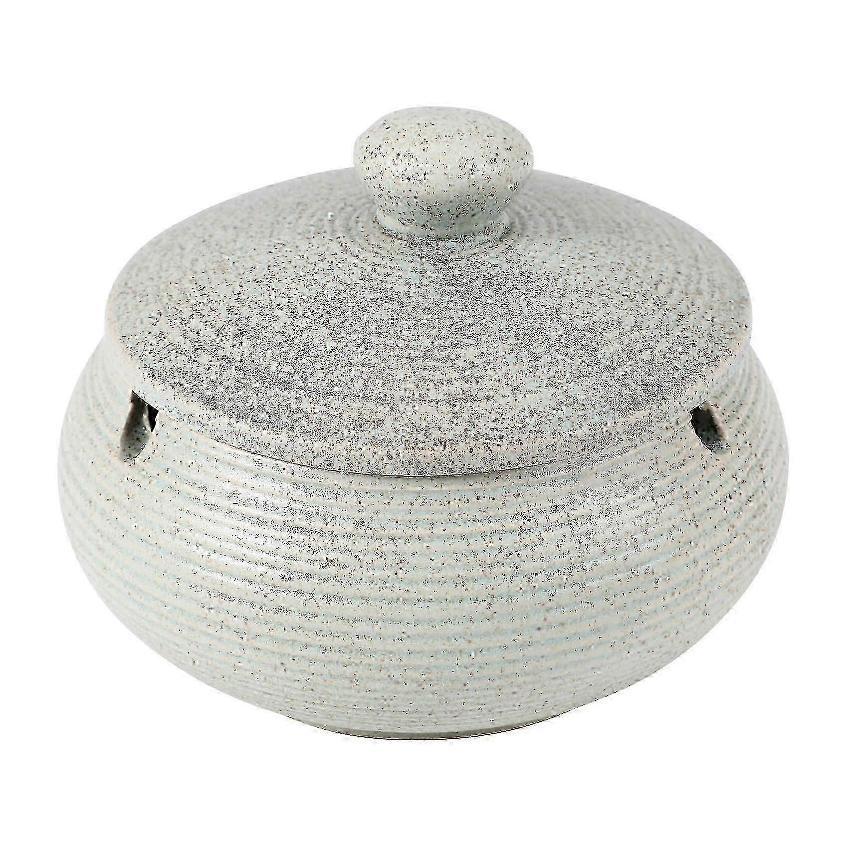 Ceramic Ashtray With Windproof Lid For Indoor Outdoor Use -light Blue