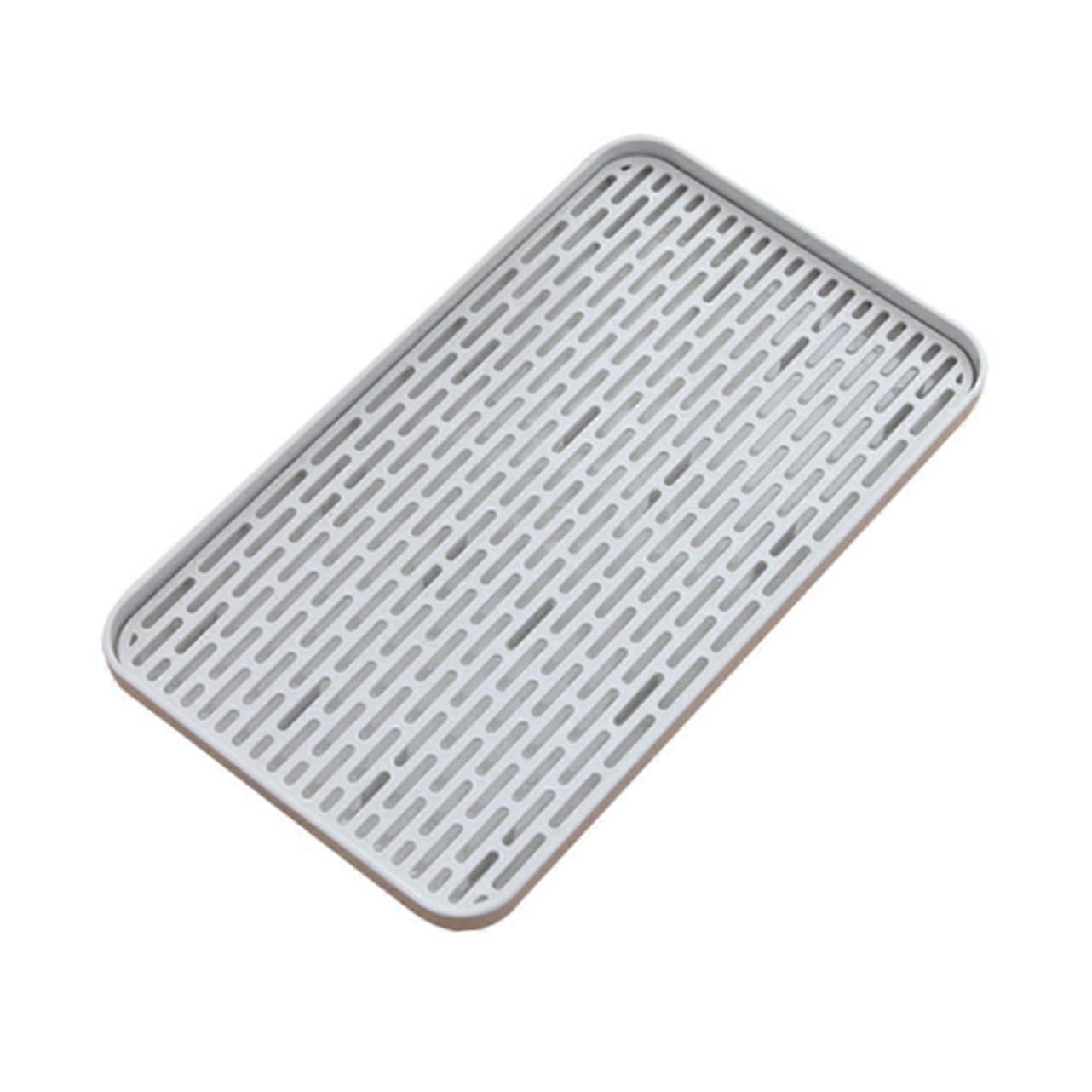 Double Layer Kitchen Draining Rack with NonSlip Base for Cups Bottles and Utensils 31x17.5x2.5cm Grey