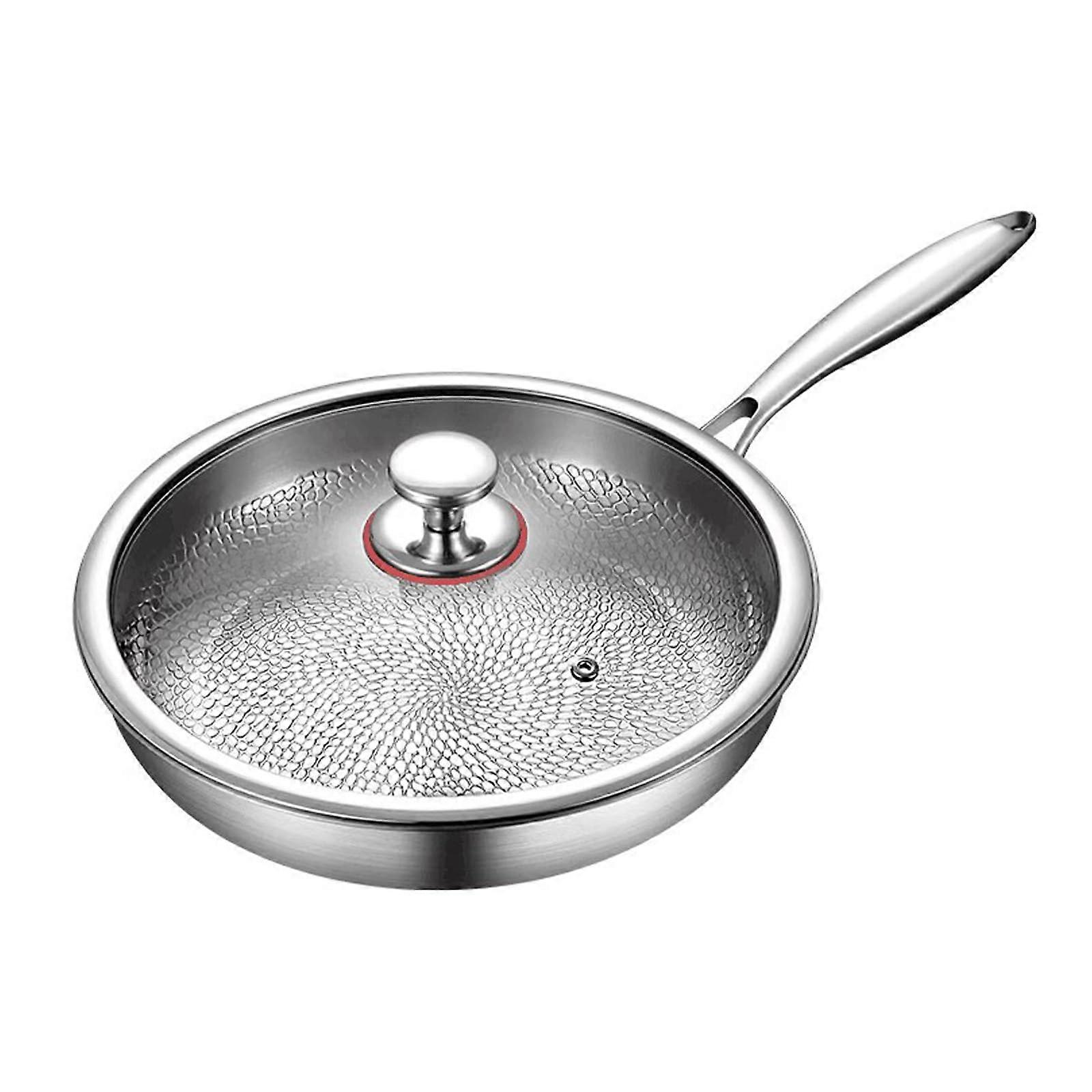 Titanium Non Stick Frying Pan with Lid, 30cm Hammered Cookware, Scratch Resistant, Even Heating