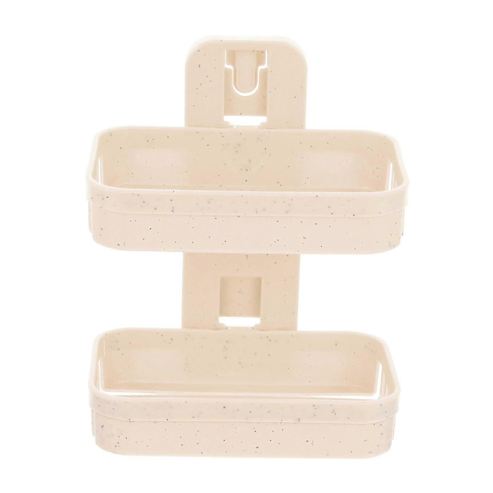 Double Layer Wall Mounted Soap Dish Holder Self Adhesive Bathroom Shower Organizer with Drainage