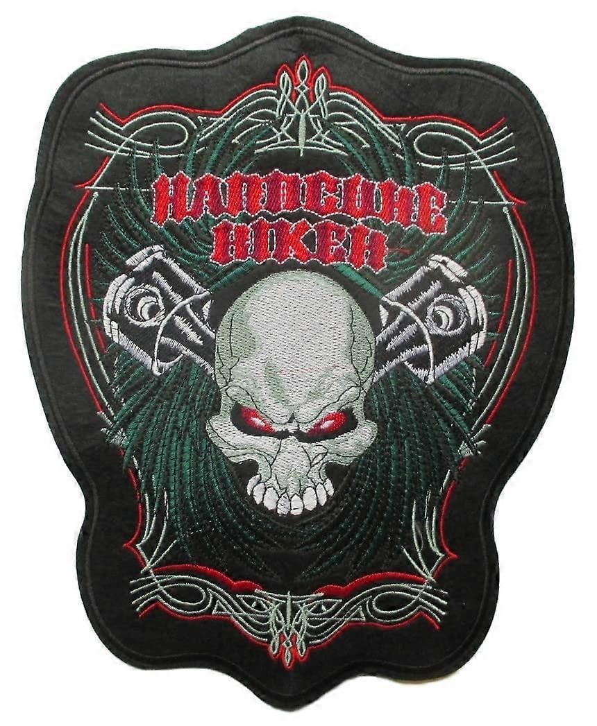 Large Skull Biker Patch 29x24 cm with Bold Skull and Piston Design HeatAdhesive Backing