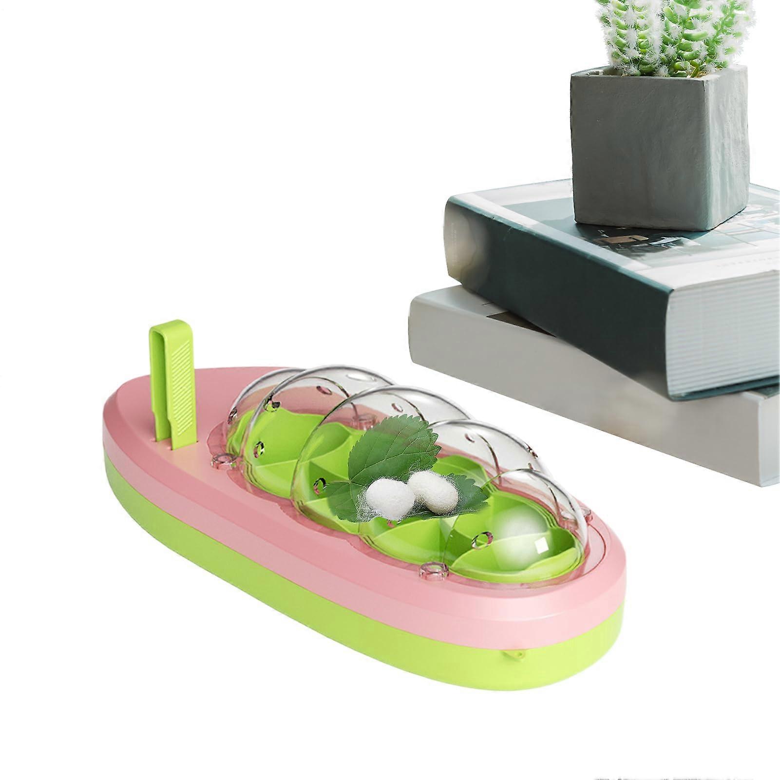Transparent Silkworm Breeding Box with Breathable Ventilation for Kids Classroom Projects Pink