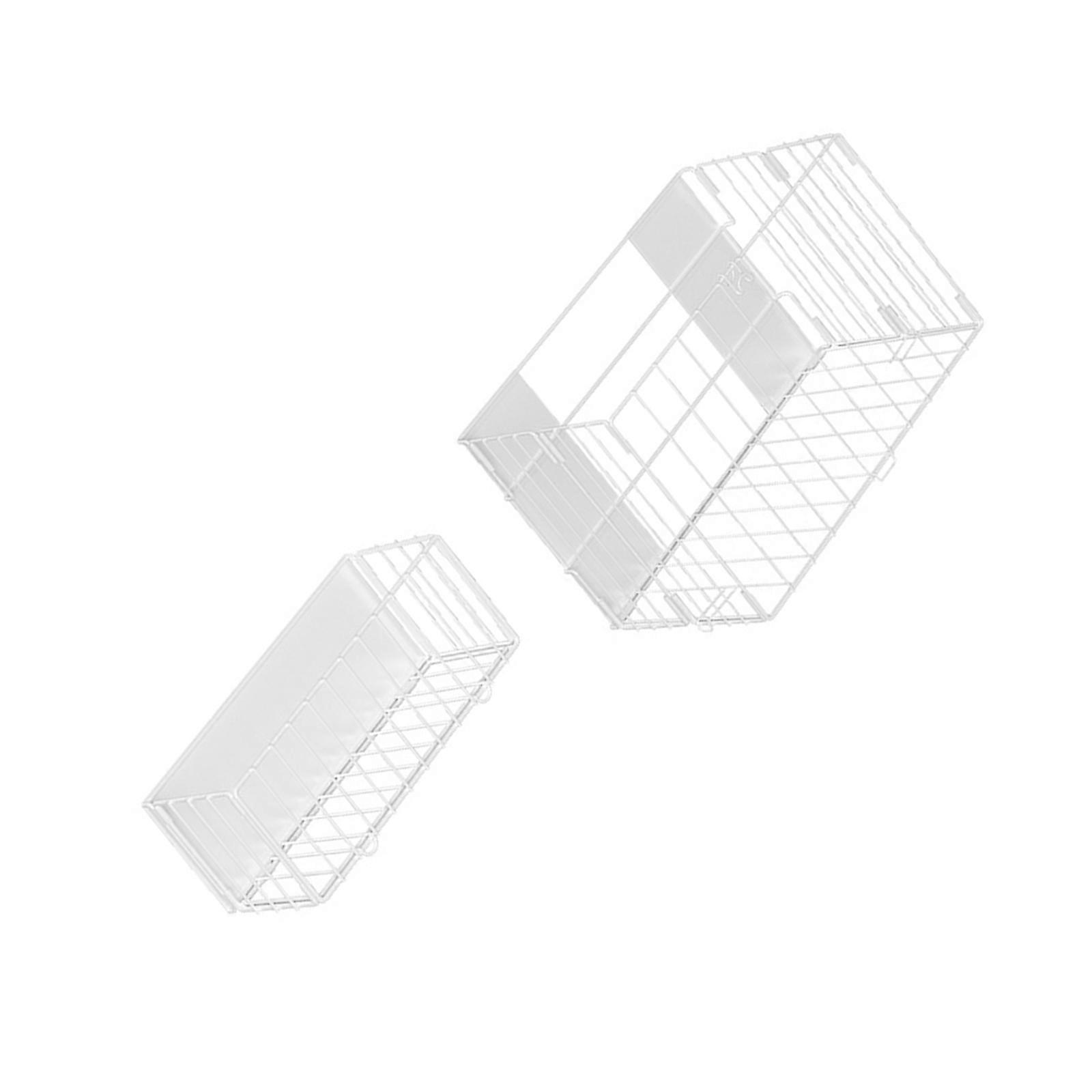 Foldable Iron Mesh Laundry Organizer Magnetic Mounting For Bathroom Kitchen No Tools Needed Efficient Storage  White