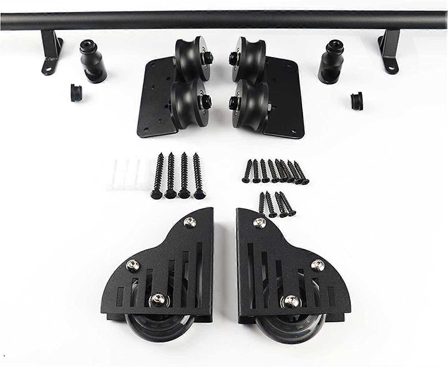 Library Ladder Hardware Kit Black Steel Rolling Rail System with Smooth Sliding 3.3ft Track Set