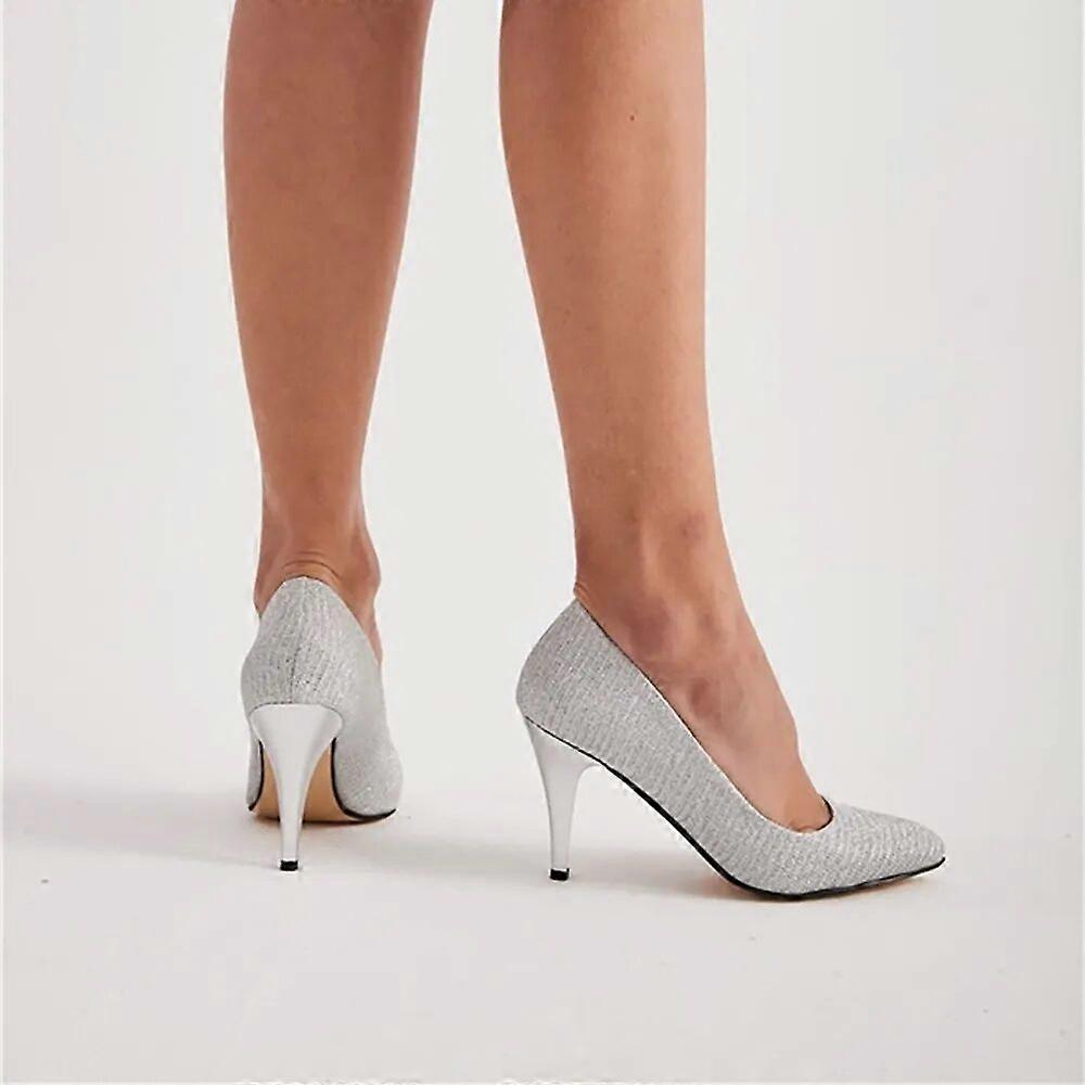 Silver Low Heel Pumps for Women MA-017