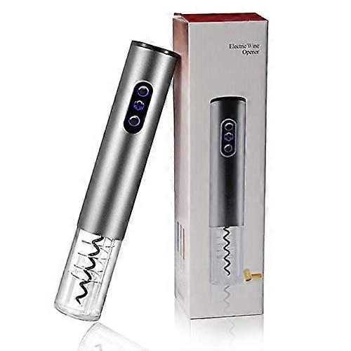 Electric Wine Bottle Opener Automatic Corkscrew with LED Light One Touch Battery Powered Grey