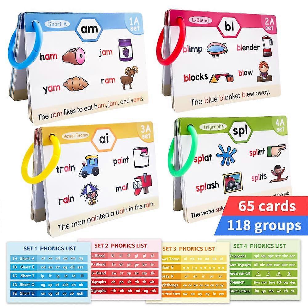 Phonics Flash Cards for Kids Learning to Read, 118 DoubleSided CVC ...