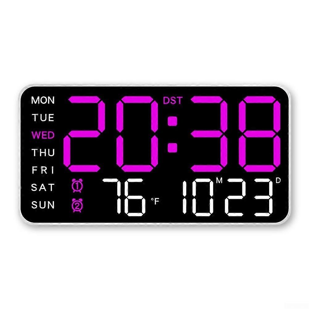 Digital Wall Clock with Voice Control, Adjustable Brightness and Temperature Display for Bedroom