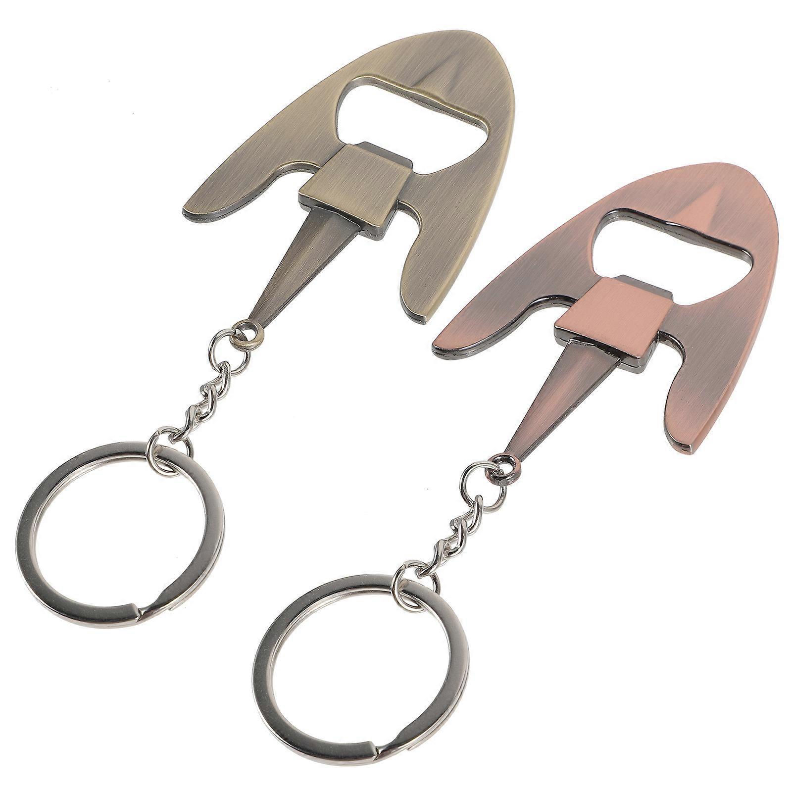 Metal Bottle Opener Keychain Manual Use 2Pcs