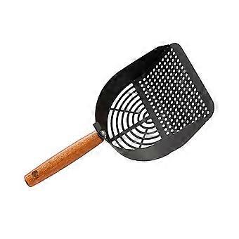 Kattegrusske i rustfrit stål med ergonomisk træhåndtag til hurtig sandseparation