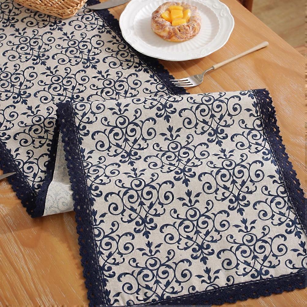 2pcs Dinner Table Runner Retro Cotton Table Runner Birthday Table Cloth