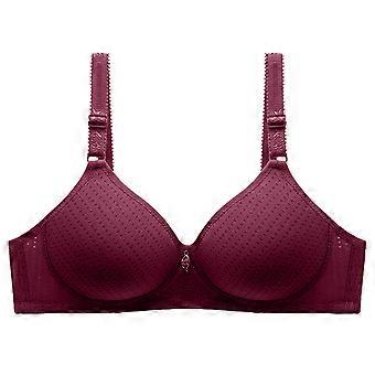 Nahtloser BH für Damen, einfarbig, atmungsaktiv, mit Raffung, vollständiger Abdeckung, bügellos, Weinrot XXL