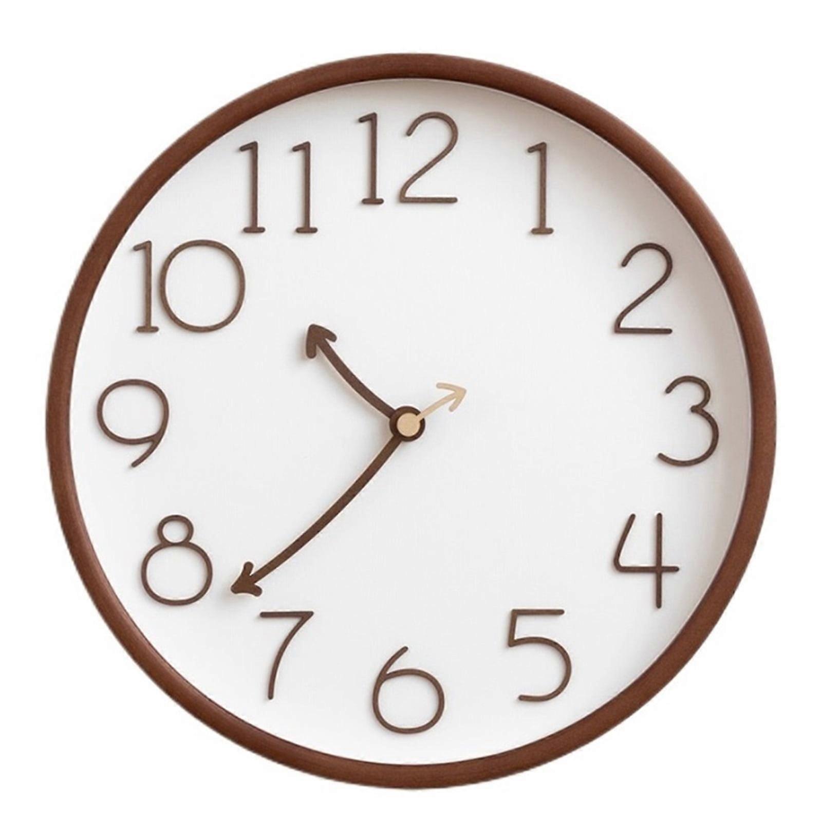 Solid Wood Wall Clock Large Digital Display Silent Operation Battery Powered
