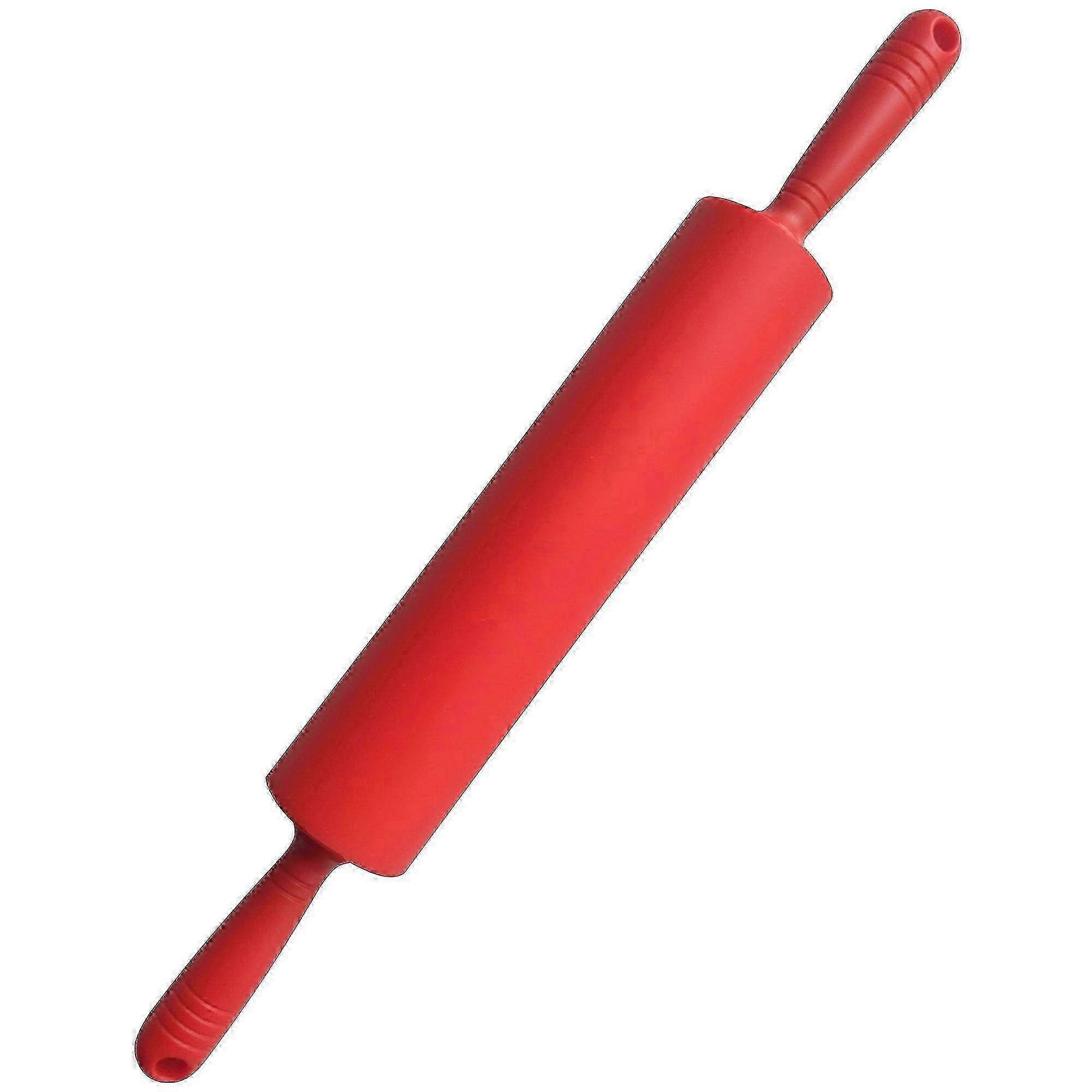 Red Silicone Rolling Pin for Baking and Cooking