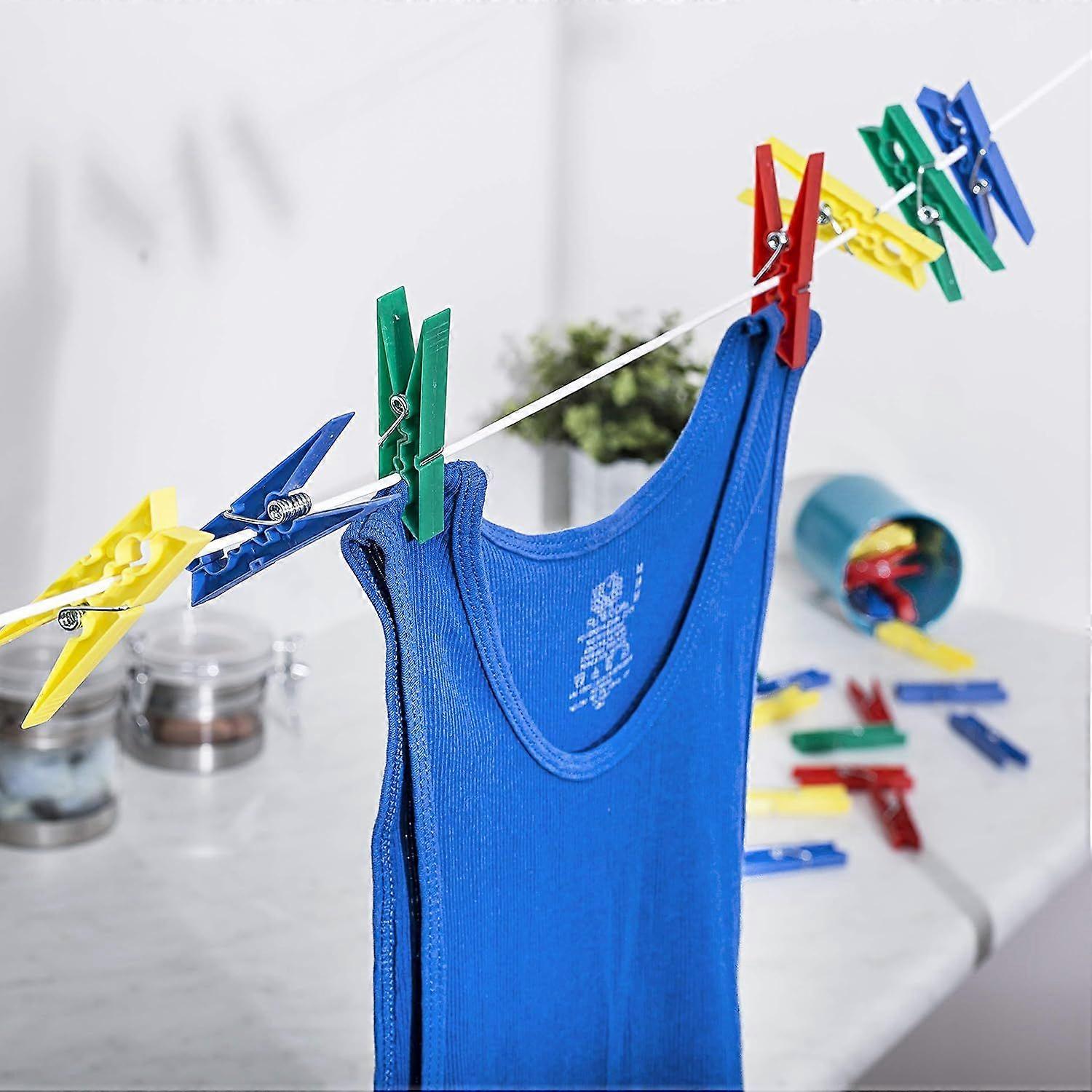 Colored Plastic Clothespins, 100-Pack