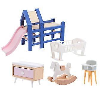 Conjunto de quarto em miniatura para casa de bonecas, incluindo 3 peças.