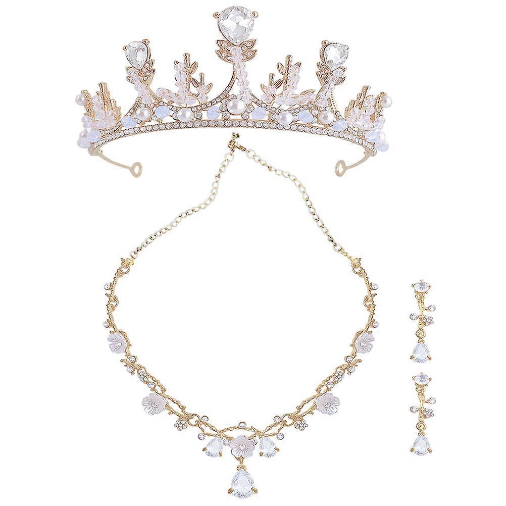 Conjunto de colar e coroa para meninas, com brincos e tiara.