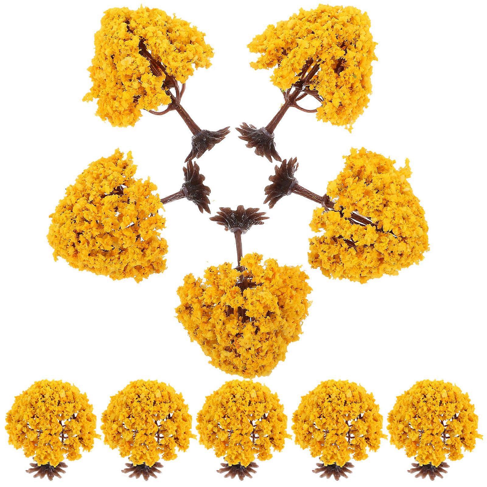 Orange Model Trees Miniature Plastic Tree for Decoration 10Pcs Pack