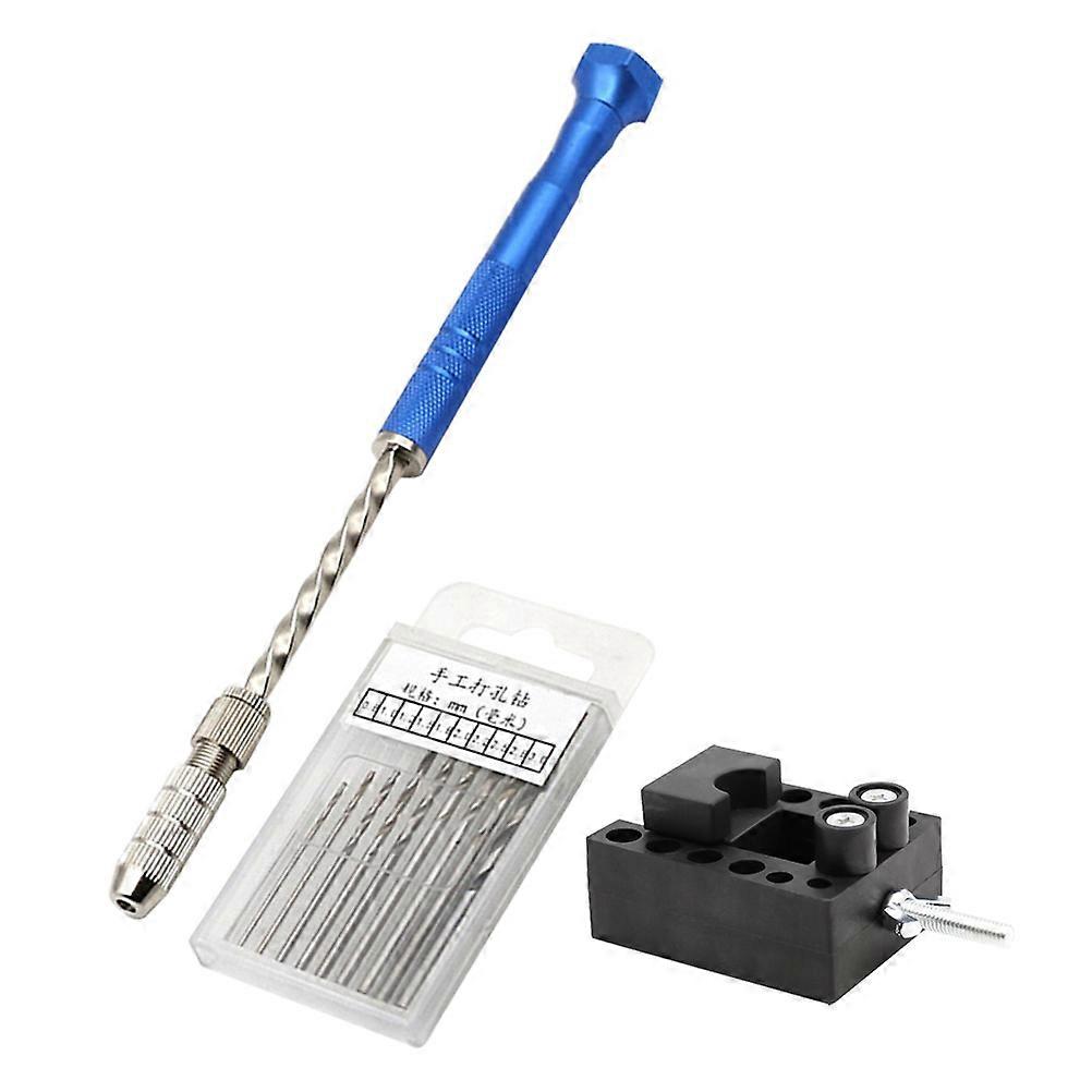 Semi-Automatic Hand Drill for Drilling with Drill Bits and Bench Vice 1Set