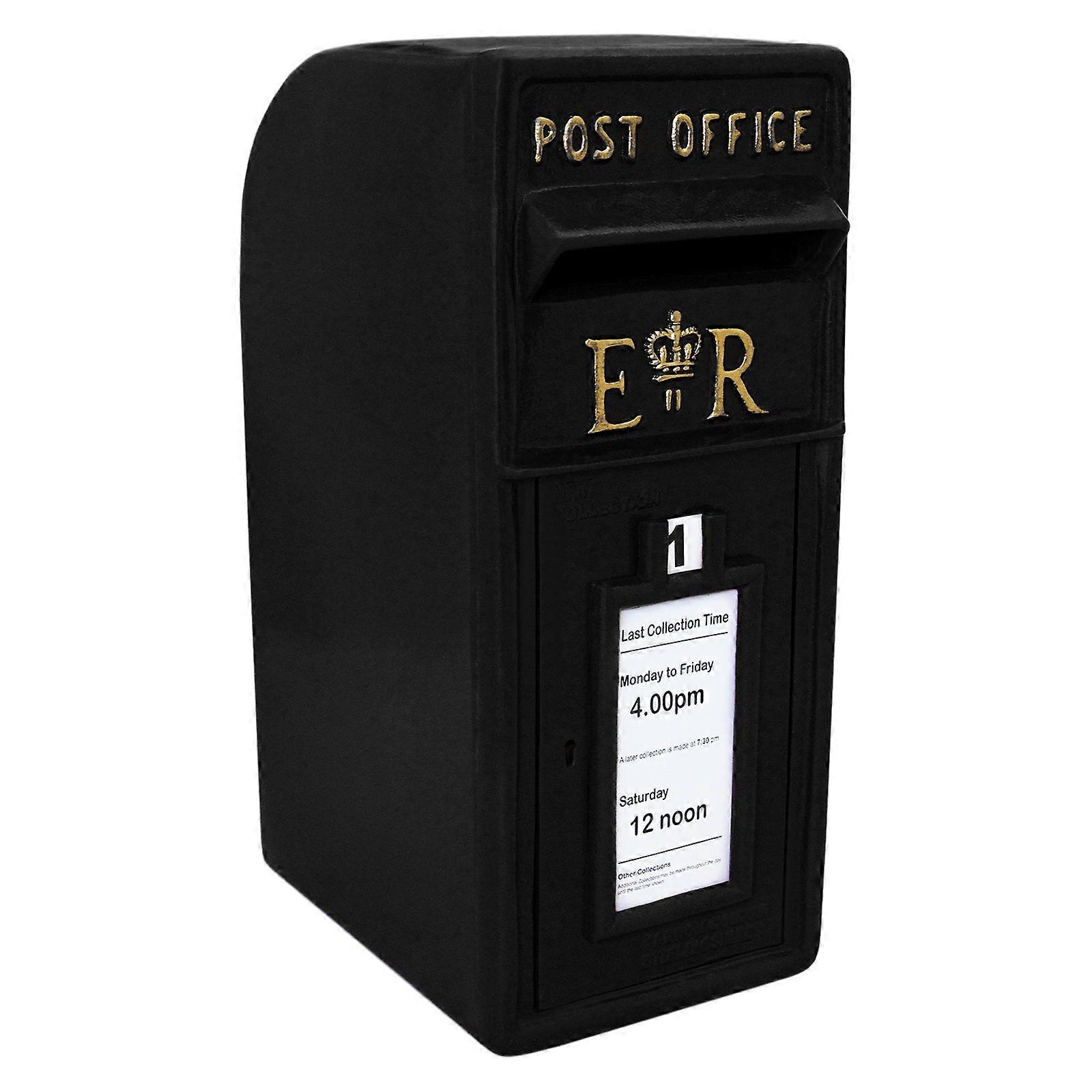Svart kongelig postkasse