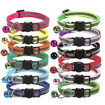Quick Release reflecterende kattenhalsband met bel verstelbaar 8-12" in 12 stuks
