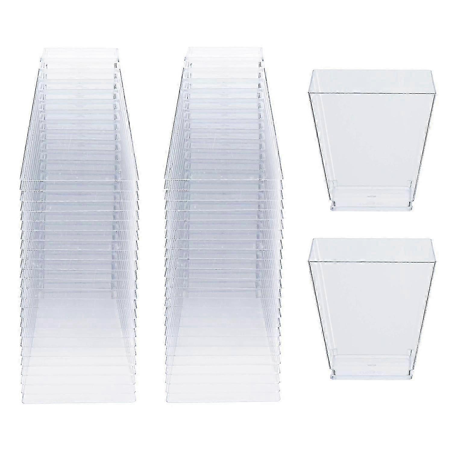 50pcs Clear Multi-use Plastic Square Dessert Cups - 200ml