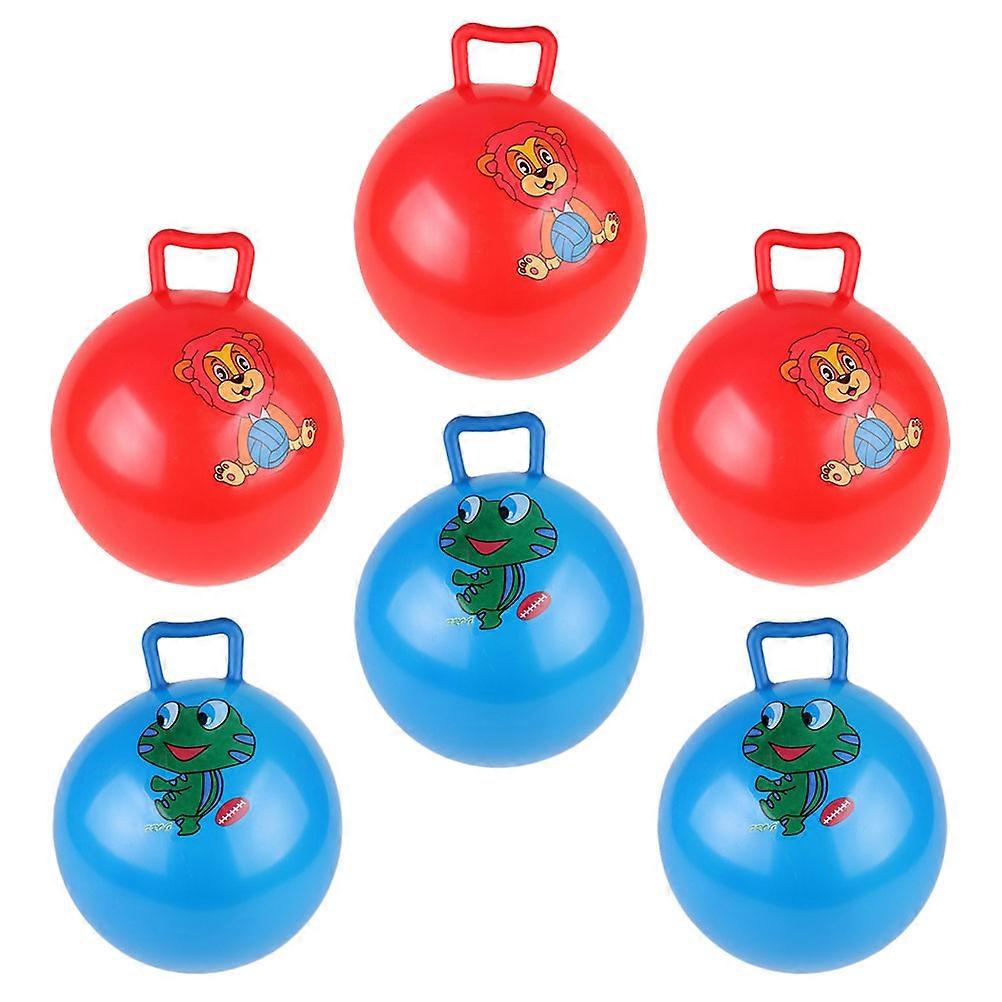 6Pcs Kids Inflatable Balls Jumping Balls Cartoon Pattern Hopper Balls (Random Pattern)