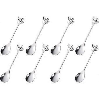 Silver Stainless Steel Mini Coffee Espresso Spoon,  Set of 8, 4.9 inch Specialty Demitasse Stirring Spoons