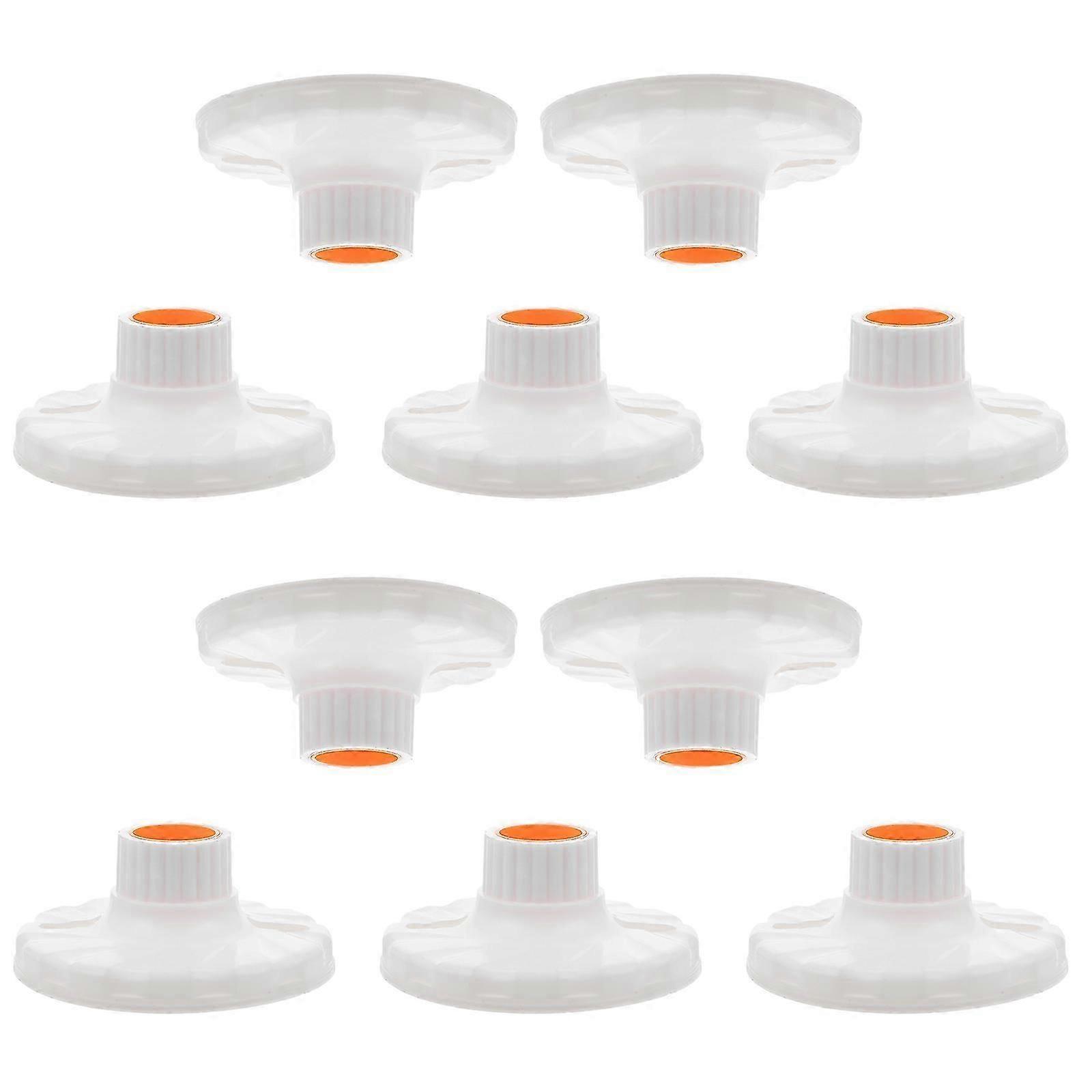 White ABS Plastic E27 Lamp Socket Base, Flame Retardant, Pressure Resistant, 10 Pieces