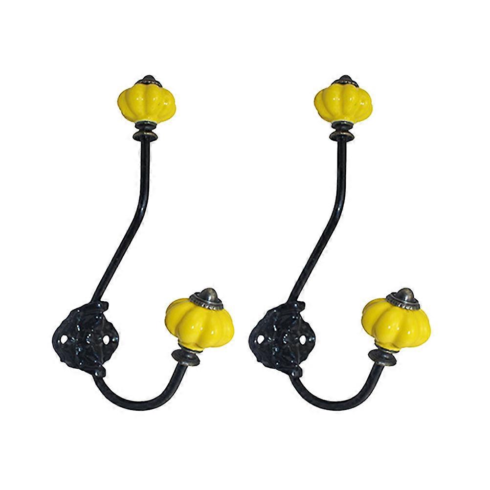 Three-Dimensional Hook Pumpkin Head Ceramic Handle Hook for Hanging 2Pcs
