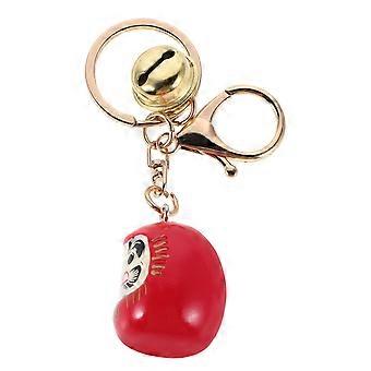 Porte-clés Daruma japonais rouge, accessoire de sac