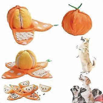 Plush dog toy, Orange interactive dog toy, suitable for small dogs, squeaking dogs