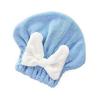 Hair Drying Cap Coral Fleece with 3D Bowknot Design for Quick Absorbent Turban Wrap