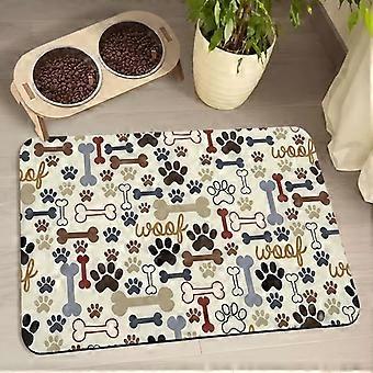 Hundmatsmattor för golv vattentäta, hundkatt vattenskålsmattor Husdjursmatning Absorberande matta Hundkatt Husdjur bordstabletter för mat och vatten Beige 16 * 24 tum