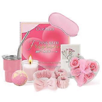 OceAura Pink Bath Aromatherapie-Set Entspannen Sie sich und genießen Sie die Frischebehandlung Erfrischende Hautbad Geschenkbox